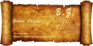 Behr Zita névjegykártya